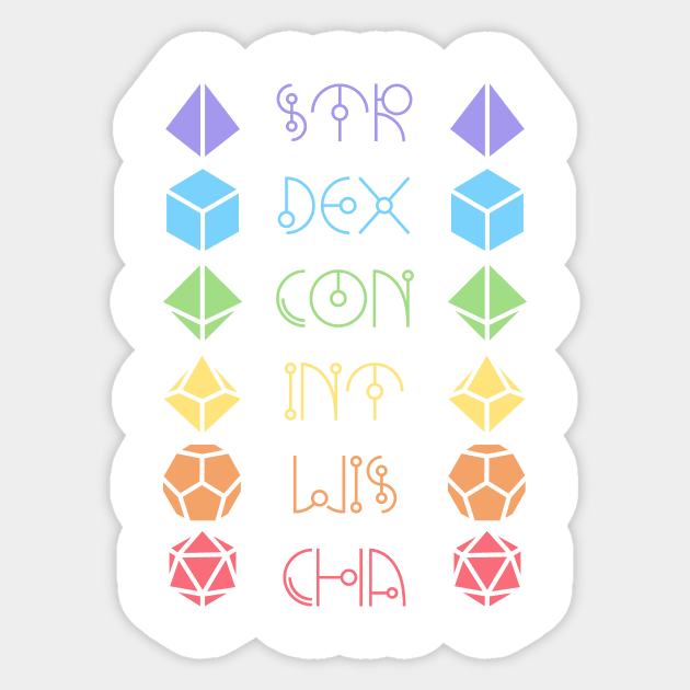 Character Abilities Dice Rainbow Sticker by OfficialTeeDreams